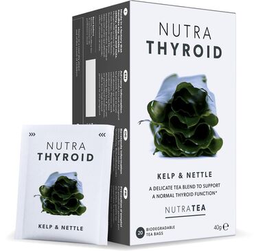 Nutra Tea Nutra Thyroid Herbal Tea Nettle (30%), Lemon Balm (15%), Kelp (10%), Bugleweed, Ashwagandha, Rhodiola, Bladder Wrack, Siberian Ginseng, Black Walnut, Liquorice &amp; Bacopa.