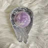 Crystal Sphere Holder Silver Angel Wings