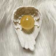 Crystal Sphere Holder White Angel Wings