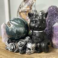 Crystal Sphere Holder Black Cat