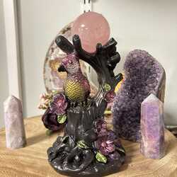 Crystal-sphere-holder-parrot