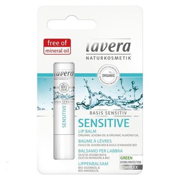Lavera Sensitive Lip Balm With Organic Jojoba Oil & Almond Oil Ricinus Communis (Castor) Seed Oil*, Euphorbia Cerifera (Candelilla) Wax, Beeswax (Cera Alba)*, Copernicia Cerifera (Carnauba) Wax*, Glycine Soja (Soybean) Oil*, Polyglyceryl -3 Polyricinoleate, Simmondsia Chinensis (Jojoba) Seed Oil*, Prunus Amygdalus Dulcis (Sweet Almond) Oil*, Hippophae Rhamnoides Fruit Extract*, Olea Europaea (Olive) Fruit Oil*, Arnica Montana Flower Extract*, Calendula Officinalis Flower Extract*, Dipotassium Glycyrrhizate, Tocopherol, Helianthus Annuus (Sunflower) Seed Oil*, Ascorbyl Palmitate, Alcohol*, Flavor (Aroma)**, Limonene**
* Ingredients from certified organic agriculture
**natural essential oils