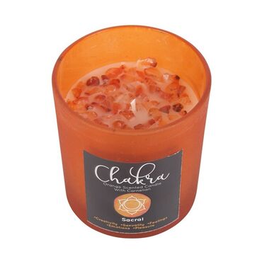 Candle Orange Sacral Chakra with Crystals