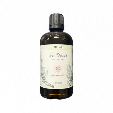 Dr Clare Relax Blend Ashwagandha, Lavender, Chamomile, Hawthorn flowers, Holy basil, Rhodiola, Bitter orange peel, Bacoba, Verbena, Damiana. Use 5ml (1 tsp) 3 times a day as needed. Continue use as necessary.