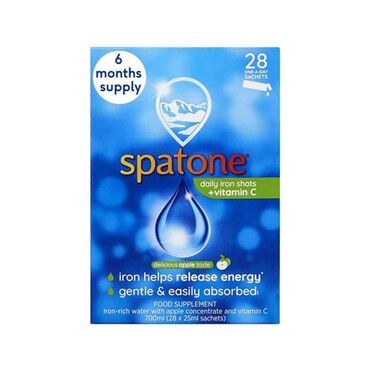 Spatone Iron Apple 28s Ferric and ferrous are the two types of iron that are found in supplements. Spatone contains ferrous iron (Fe 2+) which is easier to absorb. With added vitamin C and apple flavour. Spatone can be taken straight from the sachet, or with juice high in Vitamin C. We recommend a single sachet in the morning on an empty stomach, ideally 30 mins before breakfast.