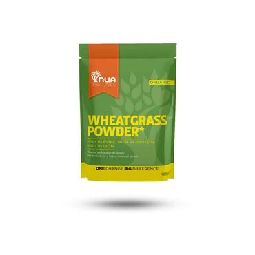 Nua Naturals Organic Wheatgrass  Wheatgrass Powder is made from 100% Organic Wheatgrass, sourced with respect for nature.
ALLERGENS:
This product may contain traces of nuts. Nua Wheatgrass Powder is an extremely versatile supplement to build into your diet that makes a big difference to your health. Wheatgrass is quite potent so we recommend 1-2 teaspoons daily of nua Wheatgrass Powder is plenty, but as with all types of natural foods, it is best to start with small amounts and work up gradually to the recommended daily dosage.
Here are some ways to take it:
Dissolve into a cup of warm water for a quick and easy nutritious shot;
Blend into smoothies, juices or milkshakes of your choice;
Brew it into a tea or other beverage;
Mix into hummus, and use as a dip or spread;
Include it in a salad dressing;
Mash into soft fruit such as bananas.
Add to porridge and yoghurts.
Dilute in warm water 
Sprinkle it into meals such as salads or soups;
Mix it into energy balls as a handy snack;
Add it to smoothies, milkshakes, or juices;