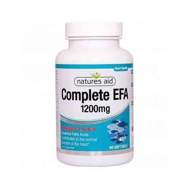 Natures Aid Complete EFA 1200mg (Omega Oils 3 6 9) Starflower Oil (Borage Oil), Pure Fish Oil, Flaxseed Oil (Linseed Oil), Gelatin (bovine), Glycerine. Take 1-3 capsules per day with food. Do not exceed the recommended intake.
