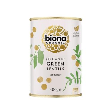 Biona Organic  Green Lentils A good source of protein and rich in dietary fibre. No added sugar or salt.