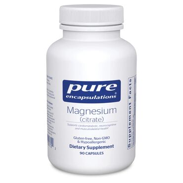 Pure Encapsulations Magnesium Citrate Magnesium citrate, ascorbyl palmitate. Vegetarian capsule (hydroxypropyl methyl cellulose). Magnesium citrate, ascorbyl palmitate. Vegetarian capsule (hydroxypropyl methyl cellulose).