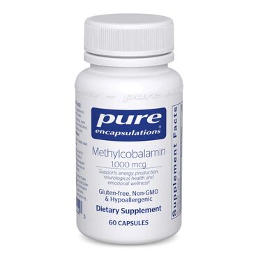 Pure Encapsulations Vitamin B12 Methylcobalamin 1,000 mcg Hypoallergenic plant fiber (microcrystalline cellulose), methylcobalamin. Vegetarian capsule (hydroxypropyl methyl cellulose) 1 capsule, 1-3 times daily, with meals.