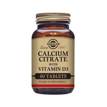 Solgar Calcium Citrate with Vitamin D3 Calcium (as citrate), Bulking Agent: (microcrystalline cellulose), Anti-caking Agents: (silicon dioxide, vegetable magnesium stearate), Cross-linked Cellulose Gum, Glazing Agents: (hydroxypropylmethyl cellulose, vegetable glycerin (from palm kernel oil and coconut oil), Colour: (titanium dioxide), Vitamin D3 (cholecalciferol). As a food supplement for adults, take one Per Day
