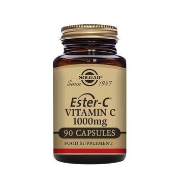 Solgar Ester-C Vitamin C 1000mg Capsules Vitamin C (as Ester-C , calcium-L-Ascorbate), Capsule Shell: gelatin (bovine), Citrus Bioflavonoid Complex, Bulking Agent (maltodextrin), Anti-caking Agent: vegetable magnesium stearate, Rutin, Hesperidin Complex, Acerola Fruit (Malpighia glabra and M. punicifolia) Powdered Extract (mix) (4:1). How to Use:Take 1 tablet daily, preferably with a mealA reliable and gentle form of vitamin C that not only supports year-round wellness, but also helps naturally manage hay fever and allergy symptoms.