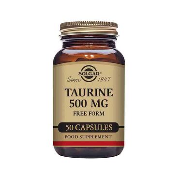 Solgar Taurine 500mg Taurine (Free Form), Vegetable Capsule Shell: hydroxypropylmethyl cellulose, Bulking Agent: microcrystalline cellulose, Anti-caking Agent: vegetable stearic acid. As a food supplement for adults take 1 per day