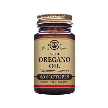 Solgar Wild Oregano Oil Wild Oregano Blend (Extra Virgin Olive Oil, Oregano Oil (Origanum vulgare) (stems and tops)), Softgel Capsule Shell:( gelatin (from bovine), vegetable glycerin (from palm kernel oil)). As a food supplement for adults take1- 2 Per Day