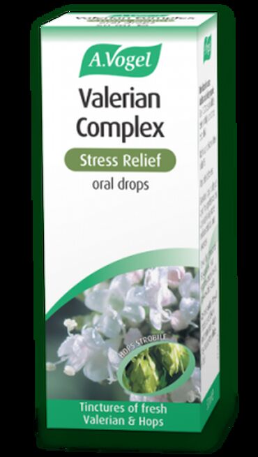 A Vogel Valerian Complex Valerian Complex Stress Relief contains the natural based herbal extracts of Valerian (valerian tincture) and Hops (hops tincture) obtained from freshly harvested herbs organically cultivated in Switzerland.1ml of Valerian Complex Stress Relief (equivalent to 35 drops) contains:Valerian root tincture 0.5ml (ethanol 58% V/V)Hops strobile tincture 0.5ml (ethanol 65% V/V)Other ingredients used are ethanol and water. Valerian Complex Stress Relief is a natural based herbal remedy for mild anxiety and symptoms of stress. It may be used by adults (those over 18 years of age) and the elderly. Take 10 to 20 drops once or twice daily.Do not take more than the recommended dose. This herbal remedy is not known to be habit forming.