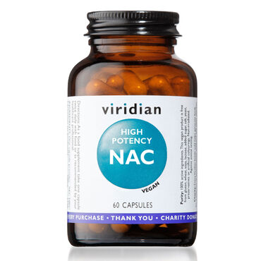 Viridian High Potency NAC 600 MG N - acetyl - L- cysteine 	600mg	
In a base of alfalfa, bilberry and spirulina As a food supplement, take two to four capsules daily with food, or as directed by your healthcare practitioner.