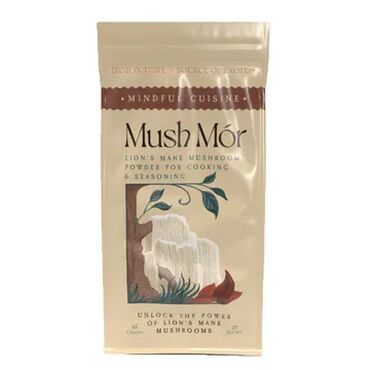 Mush Mór Lion's Mane Mushroom Powder Lion's Mane Mushrooms (Hericium Erinaceus) One serving = 3g (1 small teaspoon)
