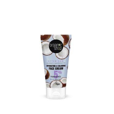 Organic Shop Hydrating & Calming After Sun Face Cream Aqua, Panthenol, Isopropyl Palmitate, Glycerin, Cetearyl Alcohol, Glyceryl Stearate, Distarch Phosphate, Coco-Caprylate/Caprate, Butyrospermum Parkii Butter, Cocos Nucifera Oil*, Helianthus Annuus Seed Oil*, Simmondsia Chinensis Seed Oil*, Hydrolyzed Wheat Protein, Bisabolol, Tocopherol, Menthol, Octyldodecanol, Sodium Cetearyl Sulfate, Xanthan Gum, Citric Acid, Ethylhexylglycerin, Benzyl Alcohol, Sodium Benzoate, Parfum.All products and formulations are subject to change any time. Please refer to product label on pack for final ingredient confirmation.