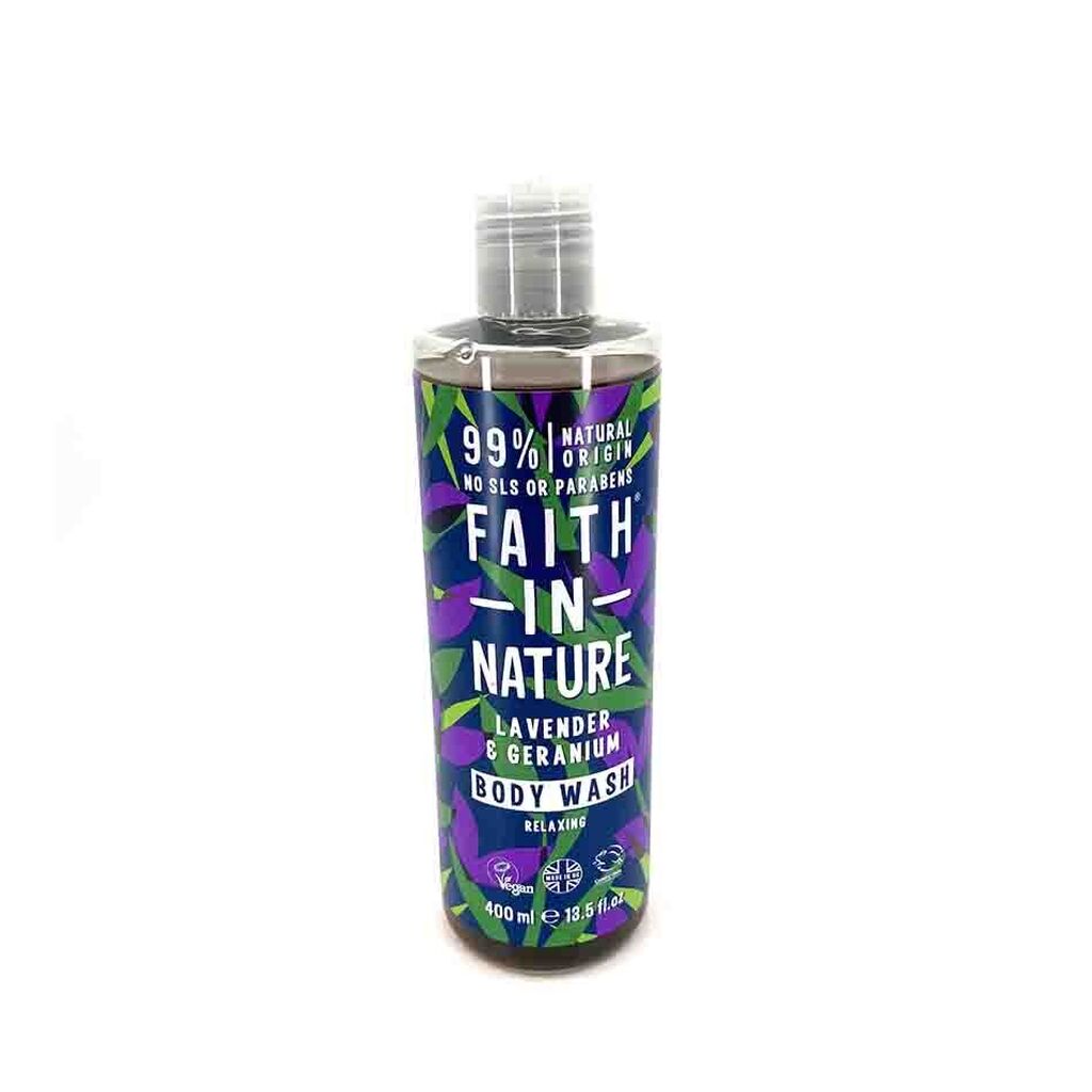 Faith In Nature Lavender & Geranium Body Wash - 400ml, Vegan, SLS & Paraben Free, Natural Shower Gel