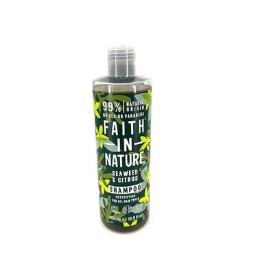 Faith In Nature Shampoo - Seaweed & Citrus Aqua, Ammonium laureth sulfate, Maris sal, Polysorbate 20, Ascophyllum nodosum powder, Citrus limon peel oil, Citrus aurantifolia oil, Cananga odorata flower oil, Melaleuca alternifolia leaf oil, Potassium sorbate, Sodium benzoate, Citric acid, Limonene, Citral Massage the Seaweed &amp; Citrus Shampoo gently into wet hair, rinse thoroughly until hair is clean and repeat if required. For best results, follow with Seaweed &amp; Citrus Conditioner. In case of contact with eyes, rinse with clean water immediately. If irritation occurs, stop use. Keep out of reach of children.
