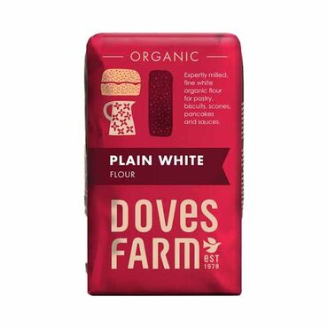 Dove's Farm Plain White Flour flour (wheat*, calcium carbonate, iron, thiamine, niacin). Great for pastry, pancakes, biscuits, scones, and sauces