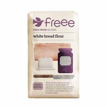 Dove's Farm White Bread Flour Gluten Free Four blend (rice, tapioca, potato), thickener (xanthan gum). Great for making bread traditionally or in a bread machine