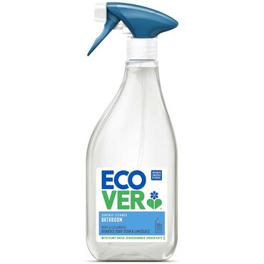 Ecover Mint & Cucumber Bathroom Cleaner Aqua, Caprylyl/Capryl glucoside, Citric acid, Sodium citrate, Sorbitan sesquicaprylate, Phenoxyethanol, Sodium octyl sulphate, Alcohol denat., Xanthan gum, Parfum, Limonene Always test on inconspicuous areas before use to ensure compatibility. Spray onto surface and wipe with a dry or damp cloth. For tougher marks, leave to act for a few minutes before wiping. Rinse off with water. Not suitable for use on marble and natural stones.