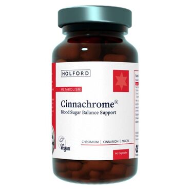 Patrick Holford Cinnachrome (Chromium) Cinnamon Extract 20:1 150mg (Equivalent to cinnamon 3000mg), Niacin (Vitamin B3) 3.6mg (Niacin Equivalent), Chromium 405mcg. One capsule taken twice daily with food or as professionally directed. Do not take if pregnant, planning a pregnancy or breastfeeding. If you are taking prescribed medication or are under medical supervision, please consult a doctor before use.