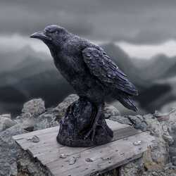 Raven messenger figurine