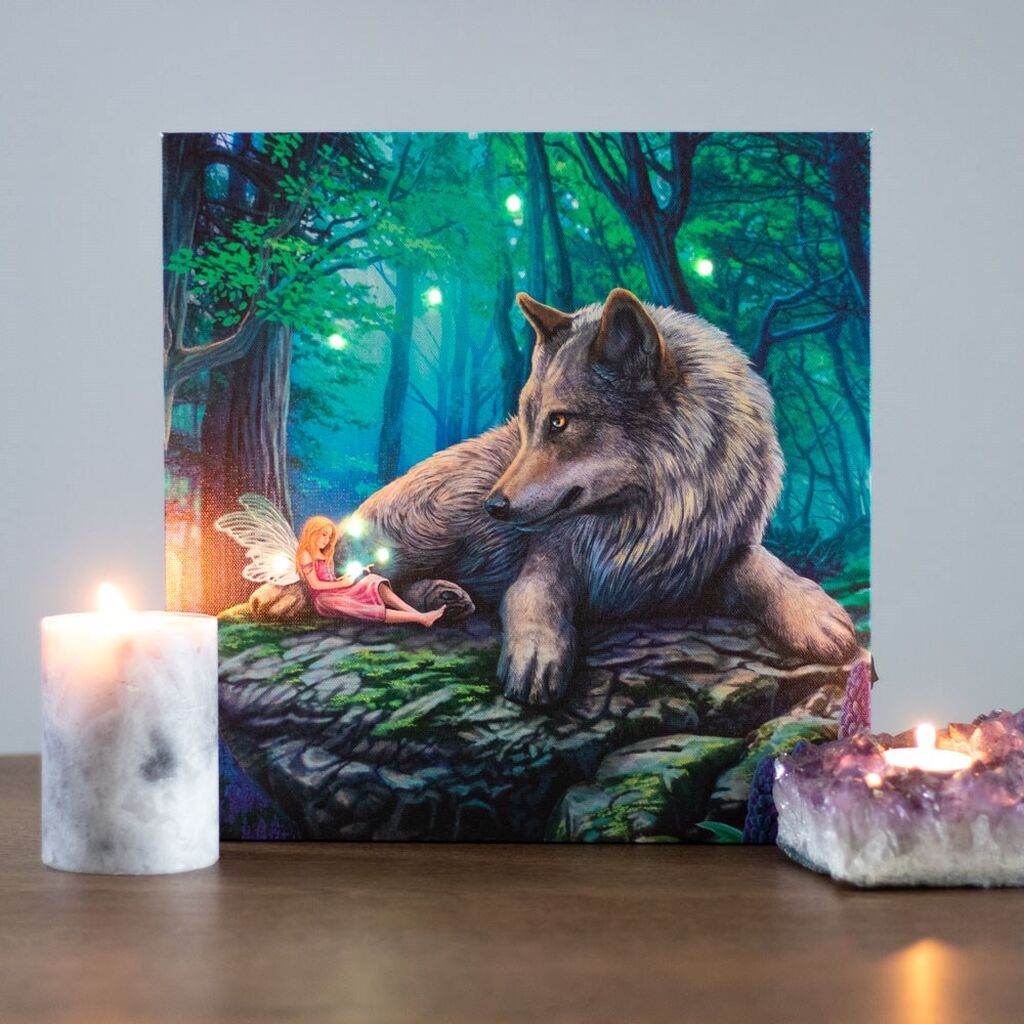 Canvas light up fairy wolf