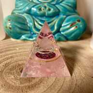 Crystal Orgonite Pyramid - Rose Quartz & Pink Mandala