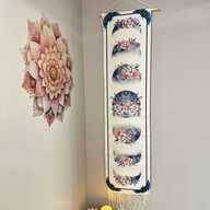 Wall Hanging Moon Phase Floral Pink & Blue