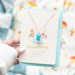 Blue aura mushroom necklace