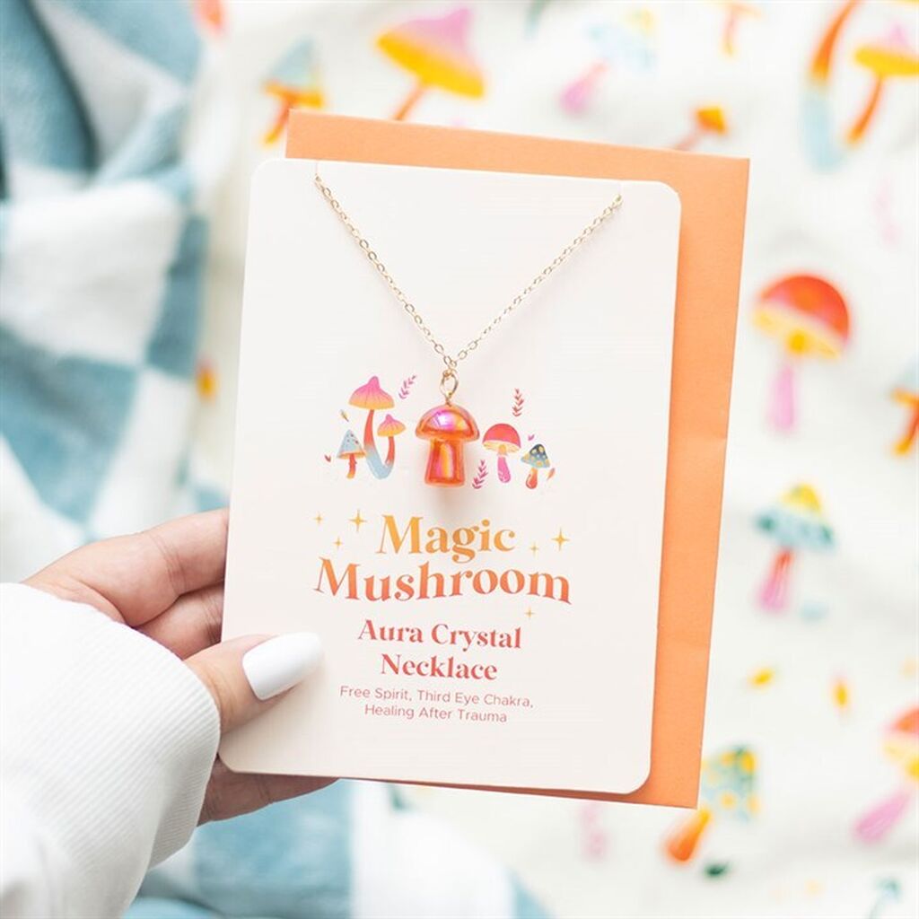 Magic mushroom necklace orange aura