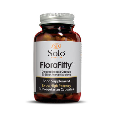 Solo Nutrition FloraFifty Probiotic Inulin Fibre 250mg, Psyllium Husk Fibre 250mg, Friendly bacteria blend 162.5mg (Providing approximately: Lactobacillus acidophilus LA11 20 billion bacteria, Bifidobacterium breve BB8 10 billion bacteria, Lactobacillus rhamnosus LR22 1 billion bacteria, Lactobacillus fermentum LF33 1 billion bacteria, Lactobacillus gasseri LG23 1 billion bacteria, Lactobacillus reuteri LE16 1 billion bacteria, Lactobacillus helveticus LH10 1 billion bacteria, Lactobacillus crispatus LCR15 1 billion bacteria, Lactobacillus fermentum LF33 1 billion bacteria
Lactobacillus plantarum LP-Onlly 1 billion bacteria, Lactobacillus casei LC18 1 billion bacteria, Lactobacillus paracasei LPC28 1 billion bacteria, Lactobacillus salivarius LS86 1 billion bacteria, Lactobacillus johnsonii 1 billion bacteria, Lactobacillus delbrueckii subsp.bulgaricus LB2 1 billion bacteria, Bifidobacterium lactis BI516 1 billion bacteria, Bifidobacterium longum BL88 1 billion bacteria, Bifidobacterium bifidum BB47 1 billion bacteria, Bifidobacterium infantis BI211 1 billion bacteria, Bifidobacterium animalis BA77 1 billion bacteria, Streptococcus thermophilus ST6 1 billion bacteria, Enterococcus faecium EFM530 1 billion bacteria), Delayed Release Vegetable Cellulose Capsule 125mg, Rice Extract 7mg, Bamboo Silica As a food supplement for adults, take one (1) vegetarian capsules daily with food or as directed by a health care professional.
