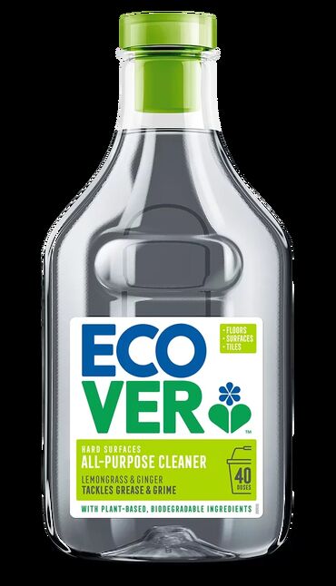 Ecover Lemongrass & Ginger All Purpose Cleaner &lt;5%: Anionic surfactants, Non-ionic surfactants, Phenoxyethanol, Perfume (Limonene, Linalool, Citral);Others: Water, Sodium citrate, Lactic acid, Fatty acids, Tetrasodium glutamate diacetate, Potassium hydroxide. Test in an inconspicuous area first. Suitable for rinsable, treated surfaces: ceramic tiles, kitchen surfaces, floors and parquet. If in doubt, refer to manufacturers instructions.Use 25ml in half a bucket of warm water (about 5L) and mop. For stubborn stains, use undiluted on a wet cloth and wash off. When undiluted product is spilled on the floor, wipe immediately.