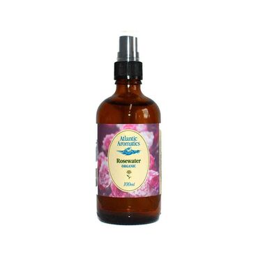 Atlantic Aromatics Organic Rosewater Rosa damascena flower water 100% Atlantic Aromatics Organic Rosewater is made using certified organic rosewater, and can be used as a toner for the face after cleansing or moisturising. Suitable for dty and normal skin types, it provides soothing, cooling, and inflammatory properties when applied to sensitive skin.