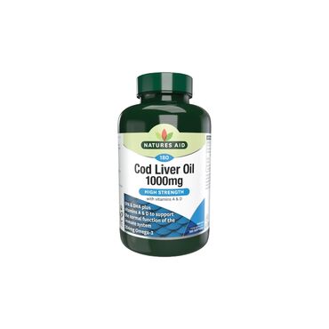Natures Aid Omega 3 Cod Liver Oil 1000mg Pure Cod (fish) Liver Oil, Gelatin (bovine), Glycerine, Vitamin A Palmitate, Vitamin D3 prep (Cholecalciferol in Vegetable Oil). Take 1 capsule per day. Do not exceed the recommended intake.