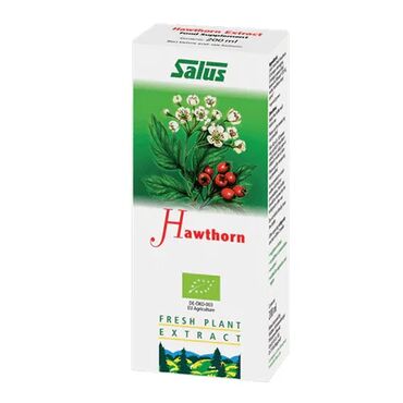 Salus Haus Hawthorn Juice Juice from fresh hawthorn (Crataegus monogyna, Crataegus oxyancantha) leaves and flowers* (70%), water, hawthorn berry puree* *organically grown Shake the bottle well before use. Take 10ml (1/2 measuring capful) of Hawthorn extract twice daily, pure or diluted in water or juice. As our products contain neither alcohol nor preservatives, the bottle should be returned to the refrigerator after each use. After opening, refrigerate and use within 2 weeks.