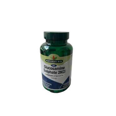 Natures Aid Glucosamine 1500mg Glucosamine Sulphate 2KCl (product of crustaceans), Microcrystalline Cellulose, Di-Calcium Phosphate, Anticaking Agent (Vegetable Source Stearic Acid), Tablet Coating (Hydroxypropylmethylcellulose, Glycerine, Natural Colour: Titanium Dioxide), Anticaking Agent (Vegetable Source Magnesium Stearate). Take 1 tablet per day with food. Do not exceed the recommended intake.