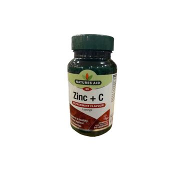 Natures Aid Zinc + C Lozenge Peppermint Flavour Sweetener (Sorbitol - excessive consumption may produce laxative effects), Vitamin C Prep. (Calcium Ascorbate, Hydroxypropylmethylcellulose), Zinc Gluconate, Anticaking Agent (Silicon Dioxide), Rosehip Extract Prep. (Rosehip Extract, Maltodextrin), Natural Flavouring (Peppermint Extract Prep. (Peppermint Extract, Modified Starch, Silicon Dioxide)), Stevia Leaf Extract, Anticaking Agent (Vegetable Source Magnesium Stearate) For optimum benefit, slowly suck 1 lozenge four times a day.

Do not exceed the recommended intake.