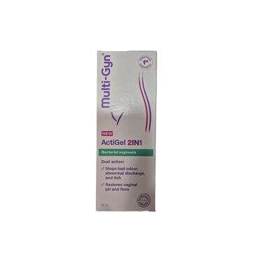 Multi-Gyn Actigel Galactoarabinan Polyglucoronic Acid Crosspolymer*,Xanthan Gum,, Glycerin, Caprylyl Glycol.*2QR: patented bio-active polysaccharides Multi-Gyn ActiGel is a clinically proven gel designed to relieve and prevent common vaginal discomforts such as irritation, itching, sensitivity, and unpleasant odour. Using a natural bio-active complex, it supports the balance of vaginal flora and helps prevent bacterial vaginosis (BV) without the use of hormones or harsh chemicals.Key Benefits:Helps prevent and relieve symptoms of bacterial vaginosis (BV)Reduces odour, discharge, and discomfortSoothes itching, redness, and irritation in the intimate areaSupports natural pH balance and healthy vaginal floraHormone-free, preservative-free, and safe for regular use For treatment of bacterial vaginosis (BV) apply an ample amount of Multi-Gyn ActiGel in the vagina at least twice a day for at least 5 days. For vaginal discomforts such as itch, irritations, sensitivity, redness and soreness apply Multi-Gyn ActiGel in ample quantity at least once a day whenever relief is desired.