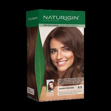 Naturigin Permanent Hair Colour -  Warm Brown 5.3 Dark Blonde Naturigin 5.3100% Permanent Hair Colour Dark BlondeSLS, Amonia &amp; Parabens free Dark Blonde hair dyeContains Certified Organic Ingredients Step 1: Prepare the mixture before starting, empty the tube with Colour Cream, Dark Blond 5.3 (A) into the bottle with Activator (B) and then shake it well.Step 2.1: Apply half of the mixture from the Activator bottle on the re-growth by parting the hair at the scalp and let it work for 20 minutes. Then apply the rest into the remaining hair and leave it for 10 minutes.Step 2.2: Apply all the mixture from the Activator bottle starting on the hair roots and work towards the ends. Then massage the mixture into the hair and the scalp and let it work for 30 minutes. Add a little water to the hair to make the mixture foam, massage the hair and scalp and then rinse well with lukewarm water.Step 3: Apply the content of the After Colour Treatment (C) to the hair and thoroughly work it into the hair and scalp. Massage gently for 2 minutes and then rinse. To support a soft and health result you may apply your regular conditioner immediately after colouring. Repeat if desired.