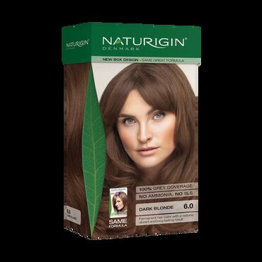 Naturigin Permanent Hair Colour - Dark Blonde 6.0 Dark Golden Copper Blonde Naturigin 6.0100% Permanent Hair Colour Dark Copper BlondeSLS, Amonia &amp; Parabens free dark Blonde hair dyeContains Certified Organic Ingredients Step 1: Prepare the mixture before starting, empty the tube with Colour Cream, Dark Golden Copper 6.0 (A) into the bottle with Activator (B) and then shake it well.Step 2.1: Apply half of the mixture from the Activator bottle on the re-growth by parting the hair at the scalp and let it work for 20 minutes. Then apply the rest into the remaining hair and leave it for 10 minutes.Step 2.2: Apply all the mixture from the Activator bottle starting on the hair roots and work towards the ends. Then massage the mixture into the hair and the scalp and let it work for 30 minutes. Add a little water to the hair to make the mixture foam, massage the hair and scalp and then rinse well with lukewarm water.Step 3: Apply the content of the After Colour Treatment (C) to the hair and thoroughly work it into the hair and scalp. Massage gently for 2 minutes and then rinse. To support a soft and health result you may apply your regular conditioner immediately after colouring. Repeat if desired.