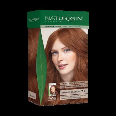 Naturigin Permanent Hair Colour - Copper Blonde 7.4 Medium Blonde Red Naturigin 7.4100% Permanent Hair Colour Blonde RedSLS, Amonia &amp; Parabens free Blonde hair dyeContains Certified Organic Ingredients Step 1: Prepare the mixture before starting, empty the tube with Colour Cream, Medium Blonde Red 7.4 (A) into the bottle with Activator (B) and then shake it well.Step 2.1: Apply half of the mixture from the Activator bottle on the re-growth by parting the hair at the scalp and let it work for 20 minutes. Then apply the rest into the remaining hair and leave it for 10 minutes.Step 2.2: Apply all the mixture from the Activator bottle starting on the hair roots and work towards the ends. Then massage the mixture into the hair and the scalp and let it work for 30 minutes. Add a little water to the hair to make the mixture foam, massage the hair and scalp and then rinse well with lukewarm water.Step 3: Apply the content of the After Colour Treatment (C) to the hair and thoroughly work it into the hair and scalp. Massage gently for 2 minutes and then rinse. To support a soft and health result you may apply your regular conditioner immediately after colouring. Repeat if desired.
