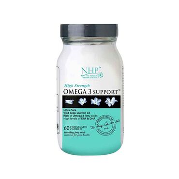 NHP Omega 3 Fish Oils 2 capsules will provide: Fish Oil 2347mg, Providing Omega 3 Fatty Acids 1400mg Of which EPA 770mg, DHA (docosahexaenoic acid) 510mg, Peppermint Oil, Natural Mixed Tocopherols, Capsule Shell: Fish Gelatin 278mg. 2 capsules daily, for best results take 1 capsule twice a day with food.