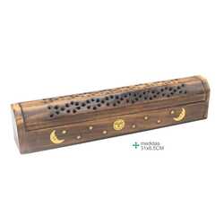 Wooden incense box sun moon