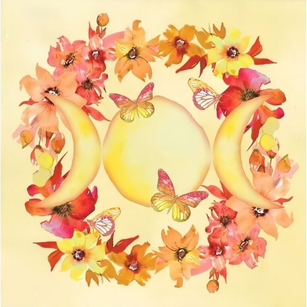 Altar cloth yellow orange moon butterflies