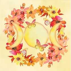 Altar cloth yellow orange moon butterflies