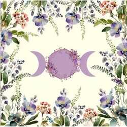 Altar cloth cream purple moonphase floral